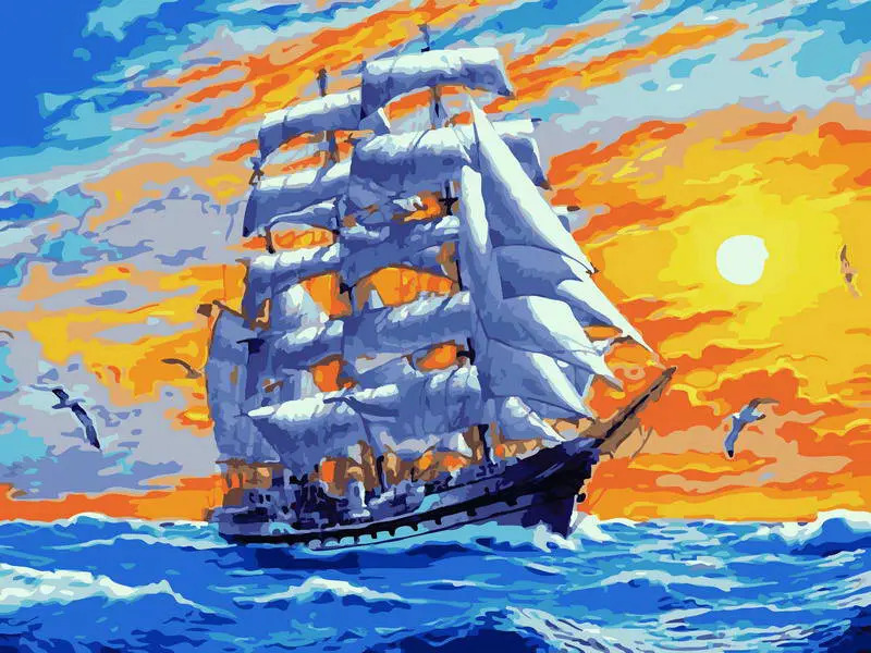 Картина по номерам корабль в море